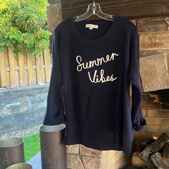 Loft Summer Vibe Blue Light Sweater Large - Picture 1 of 6
